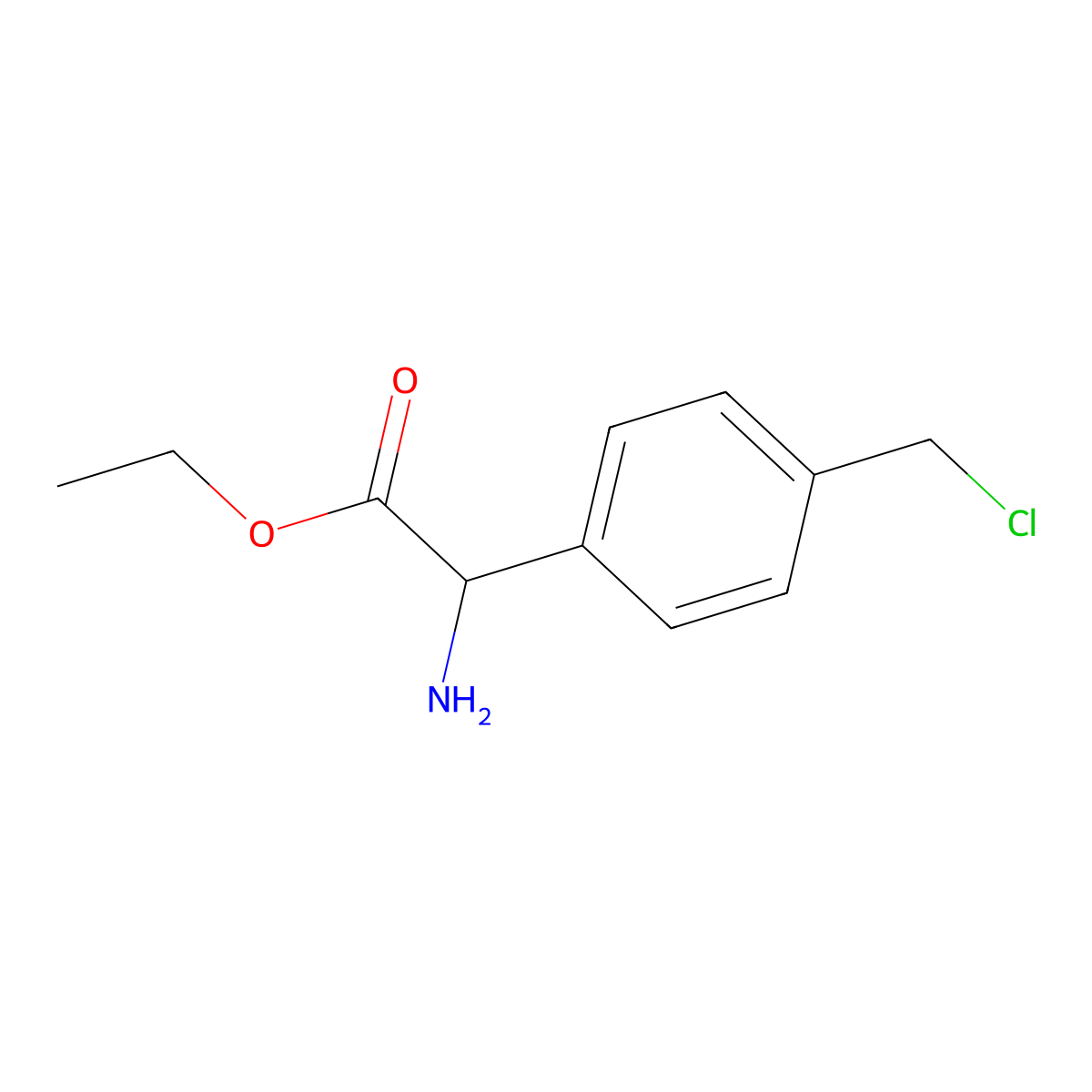 Ethyl 2-amino-2-[4-(chloromethyl)phenyl]acetate molecular structure, CAS 2680605-64-3