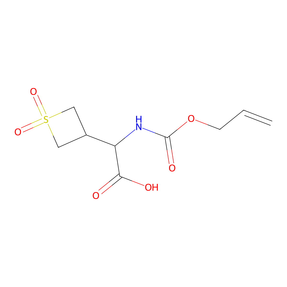 2-(1,1-Dioxo-1lambda6-thietan-3-yl)-2-{[(prop-2-en-1-yloxy)carbonyl]amino}acetic acid molecular structure, CAS 2680605-66-5