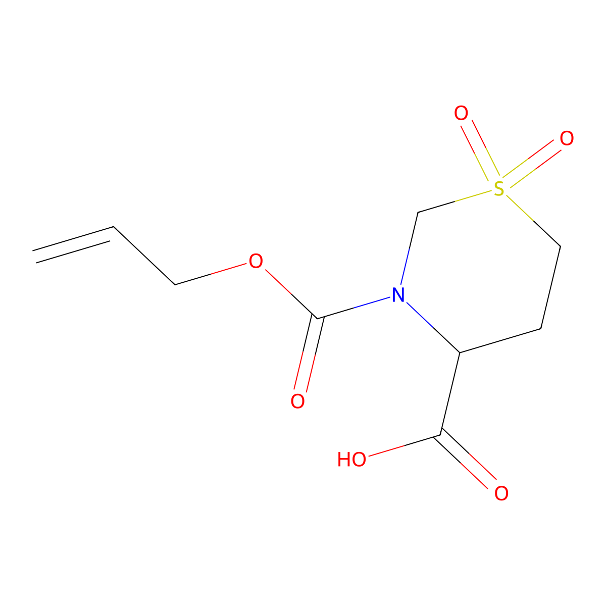 1,1-Dioxo-3-[(prop-2-en-1-yloxy)carbonyl]-1lambda6,3-thiazinane-4-carboxylic acid molecular structure, CAS 2680605-70-1