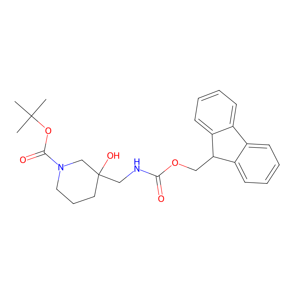 tert-butyl 3-[({[(9H-fluoren-9-yl)methoxy]carbonyl}amino)methyl]-3-hydroxypiperidine-1-carboxylate molecular structure, CAS 2680605-71-2