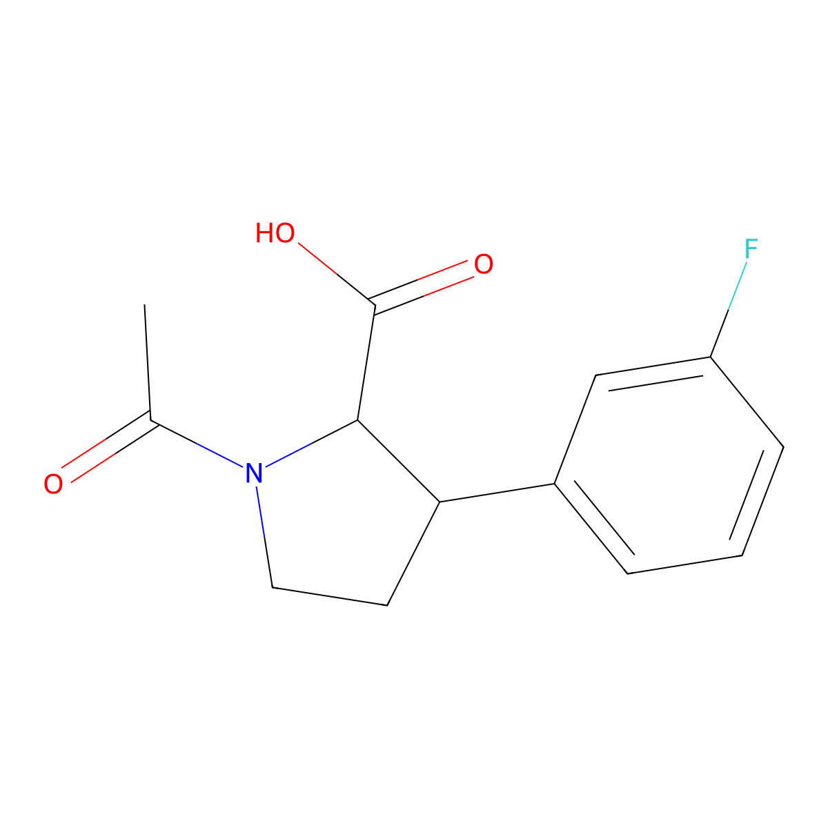 1-Acetyl-3-(3-fluorophenyl)pyrrolidine-2-carboxylic acid molecular structure, CAS 2680605-77-8