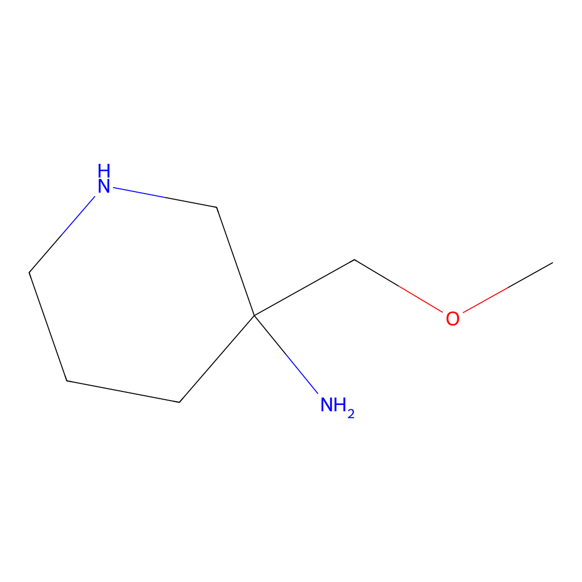 3-(Methoxymethyl)piperidin-3-amine molecular structure, CAS 2680605-80-3