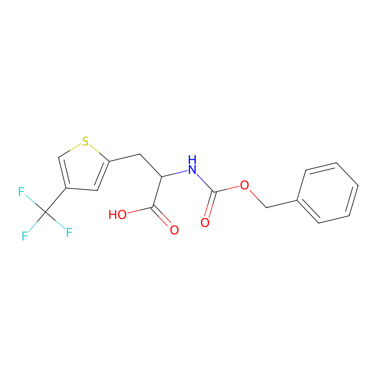 2-{[(Benzyloxy)carbonyl]amino}-3-[4-(trifluoromethyl)thiophen-2-yl]propanoic acid molecular structure, CAS 2680605-81-4
