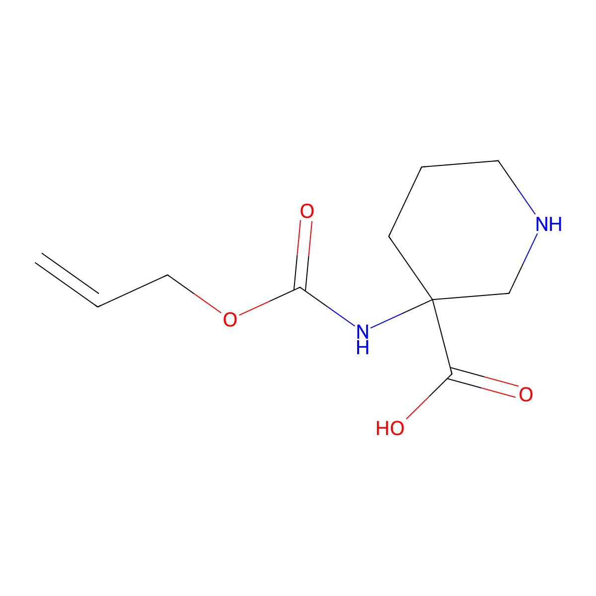 3-{[(Prop-2-en-1-yloxy)carbonyl]amino}piperidine-3-carboxylic acid molecular structure, CAS 2680605-82-5