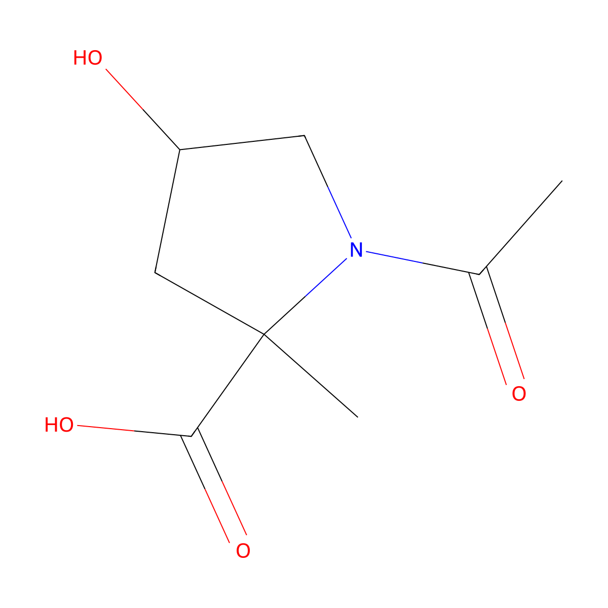 1-Acetyl-4-hydroxy-2-methylpyrrolidine-2-carboxylic acid molecular structure, CAS 2680605-88-1