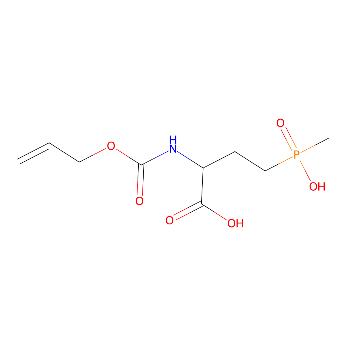 4-[Hydroxy(methyl)phosphoryl]-2-{[(prop-2-en-1-yloxy)carbonyl]amino}butanoic acid molecular structure, CAS 2680605-89-2