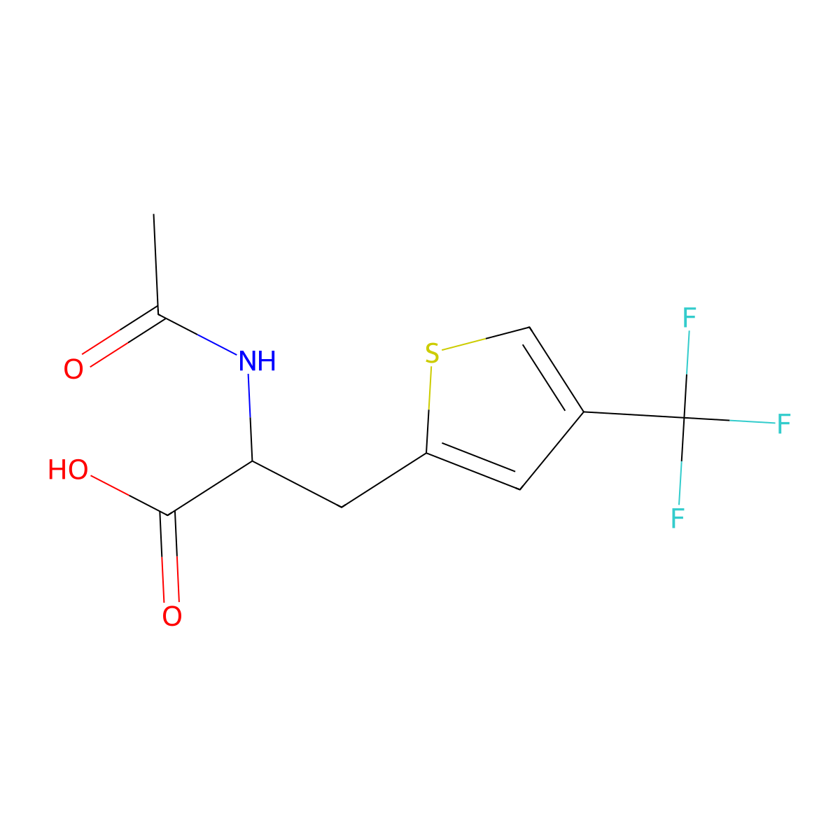 2-Acetamido-3-[4-(trifluoromethyl)thiophen-2-yl]propanoic acid molecular structure, CAS 2680605-91-6