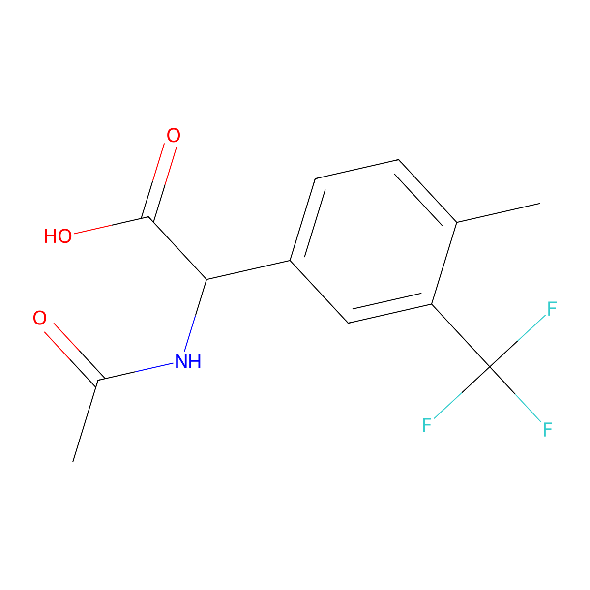 2-Acetamido-2-[4-methyl-3-(trifluoromethyl)phenyl]acetic acid molecular structure, CAS 2680605-97-2