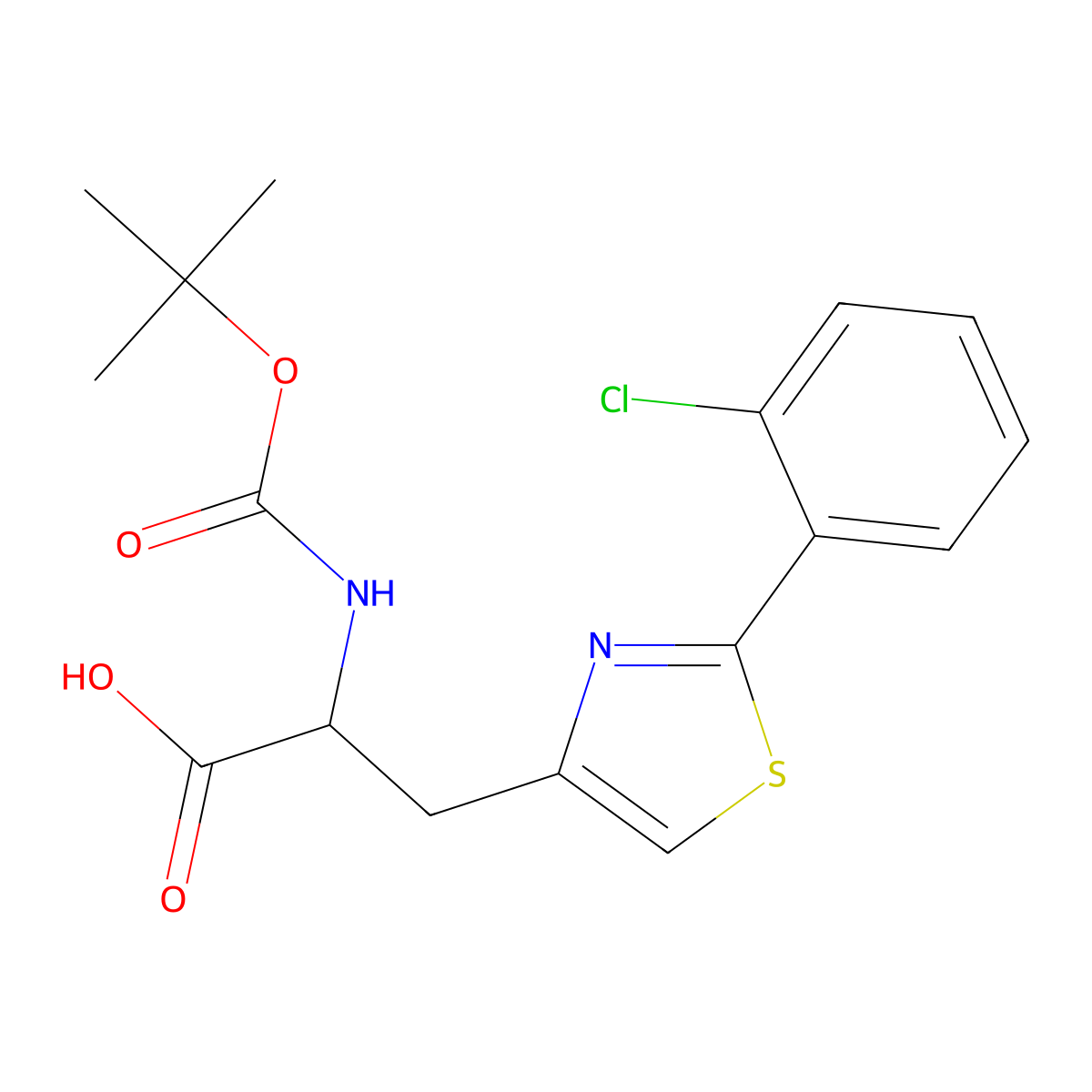 2-{[(Tert-butoxy)carbonyl]amino}-3-[2-(2-chlorophenyl)-1,3-thiazol-4-yl]propanoic acid molecular structure, CAS 2680605-98-3