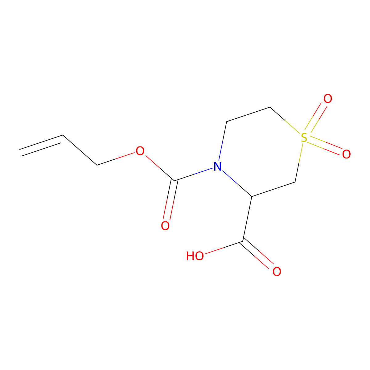 1,1-Dioxo-4-[(prop-2-en-1-yloxy)carbonyl]-1lambda6-thiomorpholine-3-carboxylic acid molecular structure, CAS 2680606-00-0