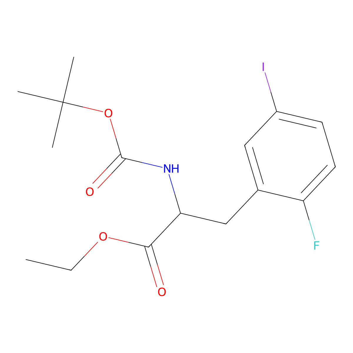 Ethyl 2-{[(tert-butoxy)carbonyl]amino}-3-(2-fluoro-5-iodophenyl)propanoate molecular structure, CAS 2680606-06-6