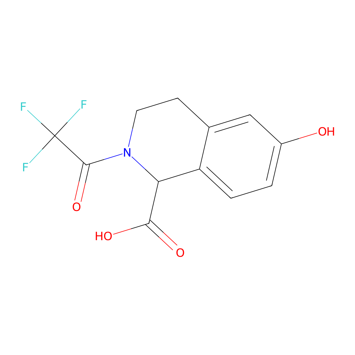 6-Hydroxy-2-(2,2,2-trifluoroacetyl)-1,2,3,4-tetrahydroisoquinoline-1-carboxylic acid molecular structure, CAS 2680606-07-7