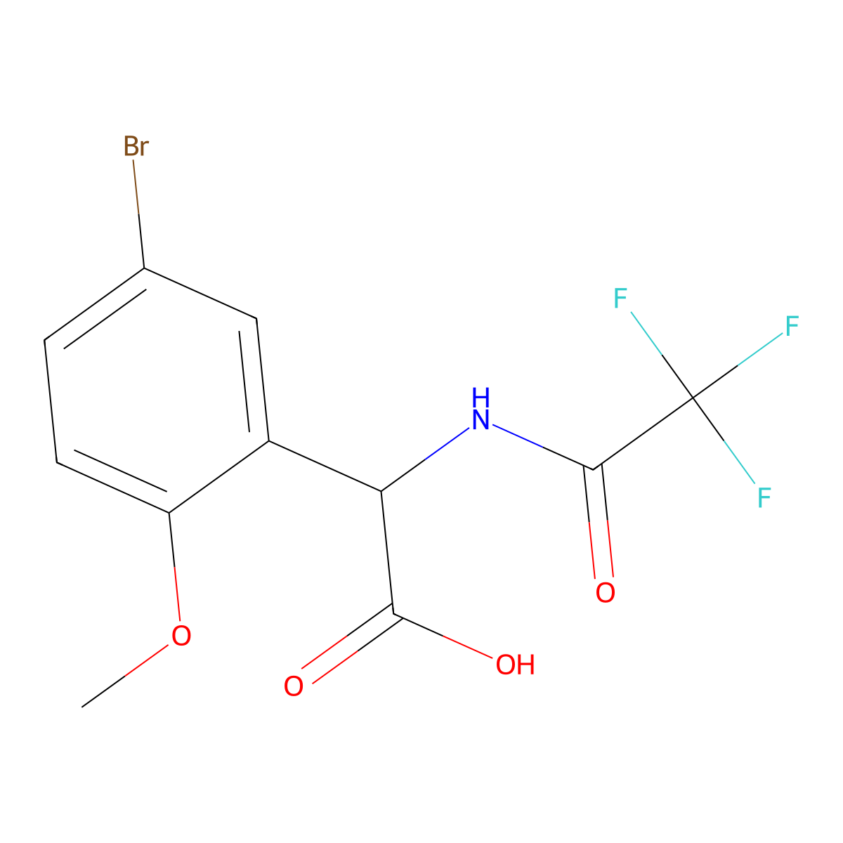 2-(5-Bromo-2-methoxyphenyl)-2-(2,2,2-trifluoroacetamido)acetic acid molecular structure, CAS 2680606-12-4