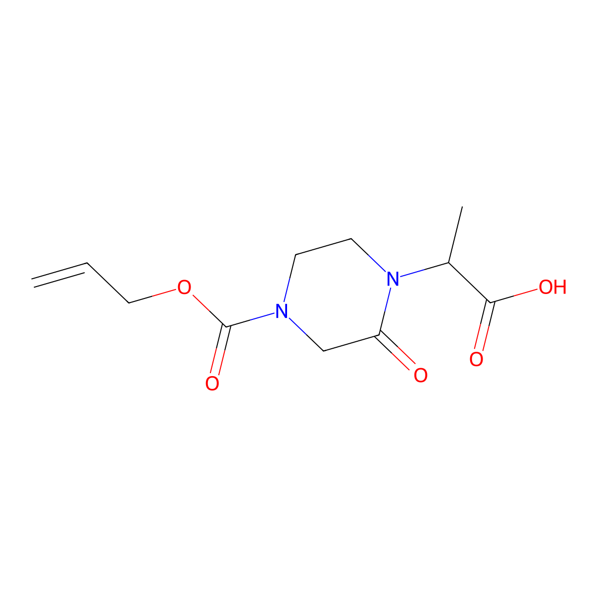 2-{2-Oxo-4-[(prop-2-en-1-yloxy)carbonyl]piperazin-1-yl}propanoic acid molecular structure, CAS 2680606-15-7