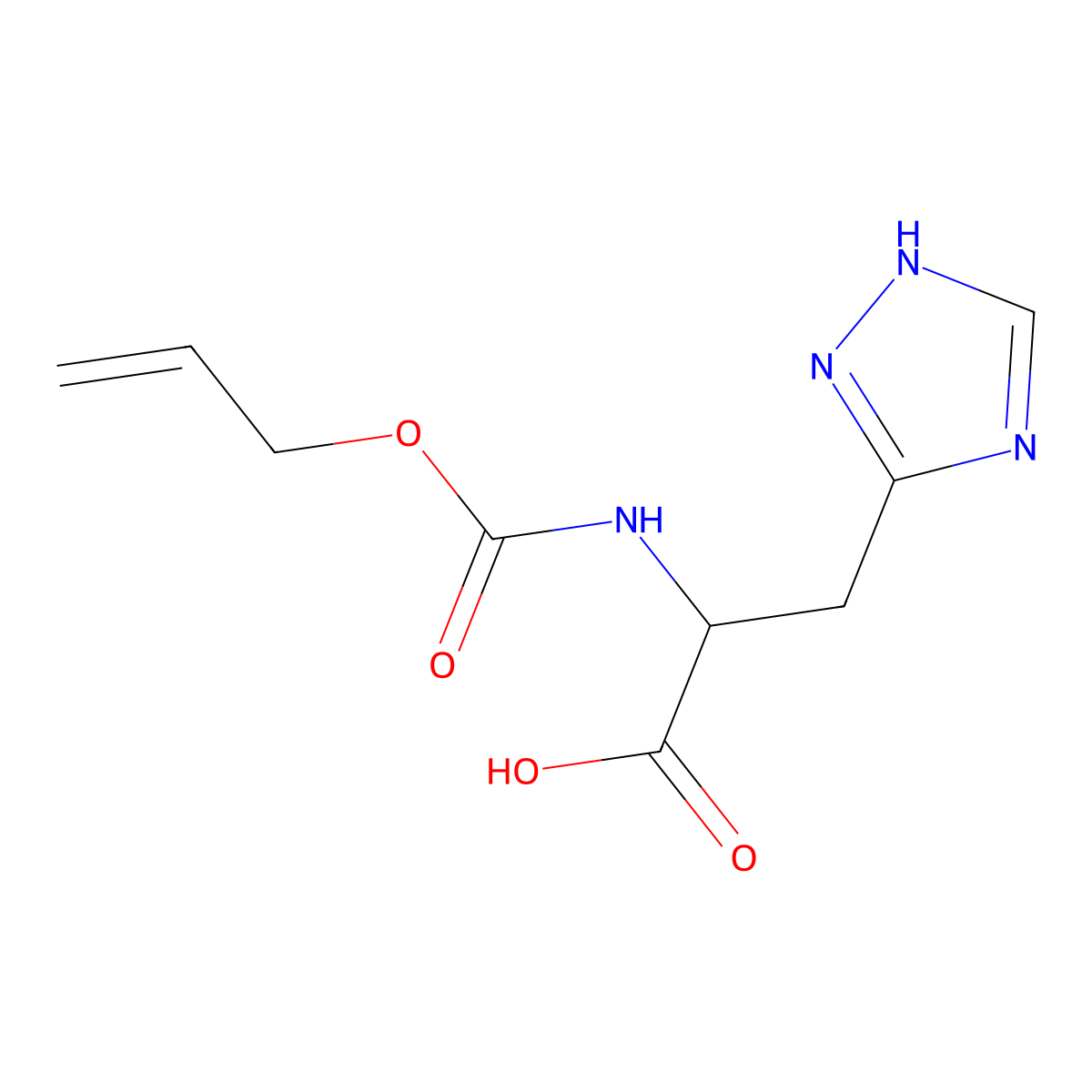 2-{[(prop-2-en-1-yloxy)carbonyl]amino}-3-(1H-1,2,4-triazol-3-yl)propanoic acid molecular structure, CAS 2680606-22-6