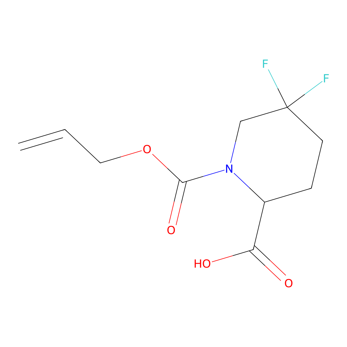 5,5-Difluoro-1-[(prop-2-en-1-yloxy)carbonyl]piperidine-2-carboxylic acid molecular structure, CAS 2680606-25-9
