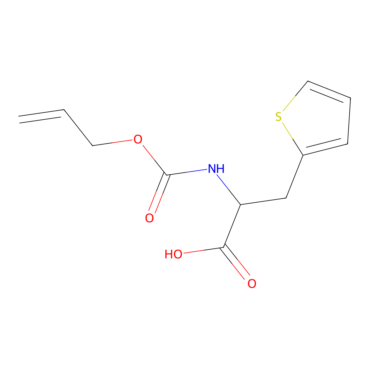 2-{[(Prop-2-en-1-yloxy)carbonyl]amino}-3-(thiophen-2-yl)propanoic acid molecular structure, CAS 2680606-38-4