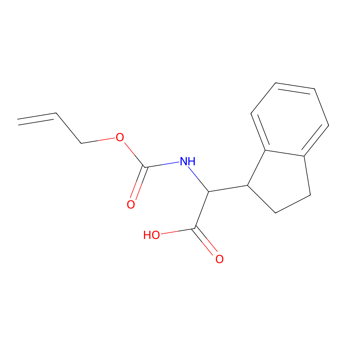 2-(2,3-dihydro-1H-inden-1-yl)-2-{[(prop-2-en-1-yloxy)carbonyl]amino}acetic acid molecular structure, CAS 2680606-40-8