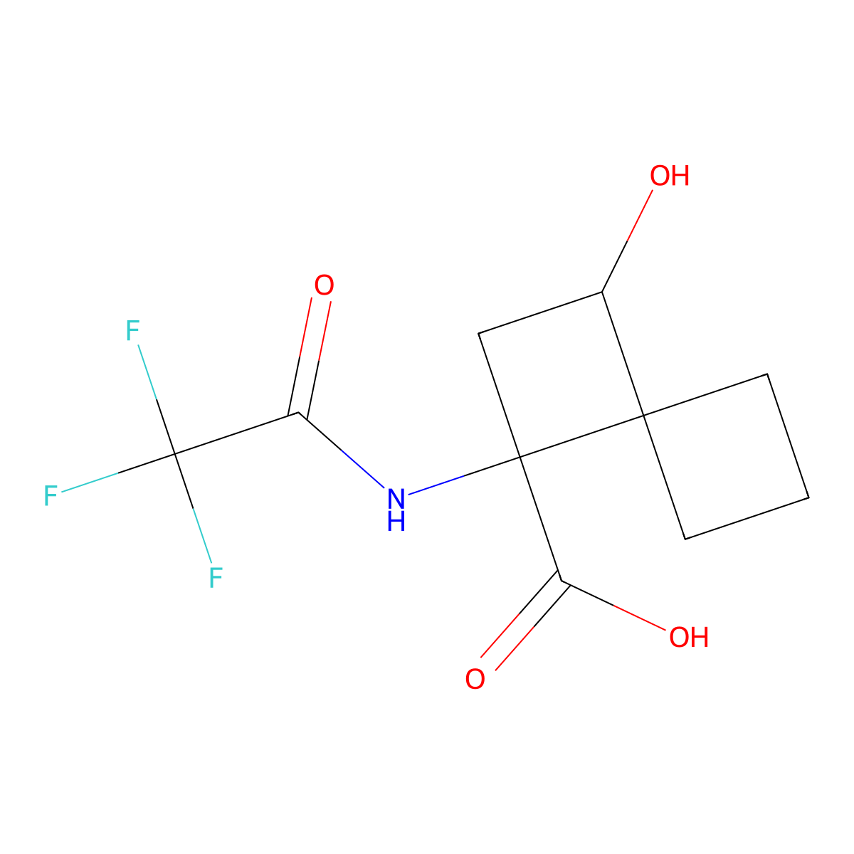 3-Hydroxy-1-(2,2,2-trifluoroacetamido)spiro[3.3]heptane-1-carboxylic acid molecular structure, CAS 2680606-46-4