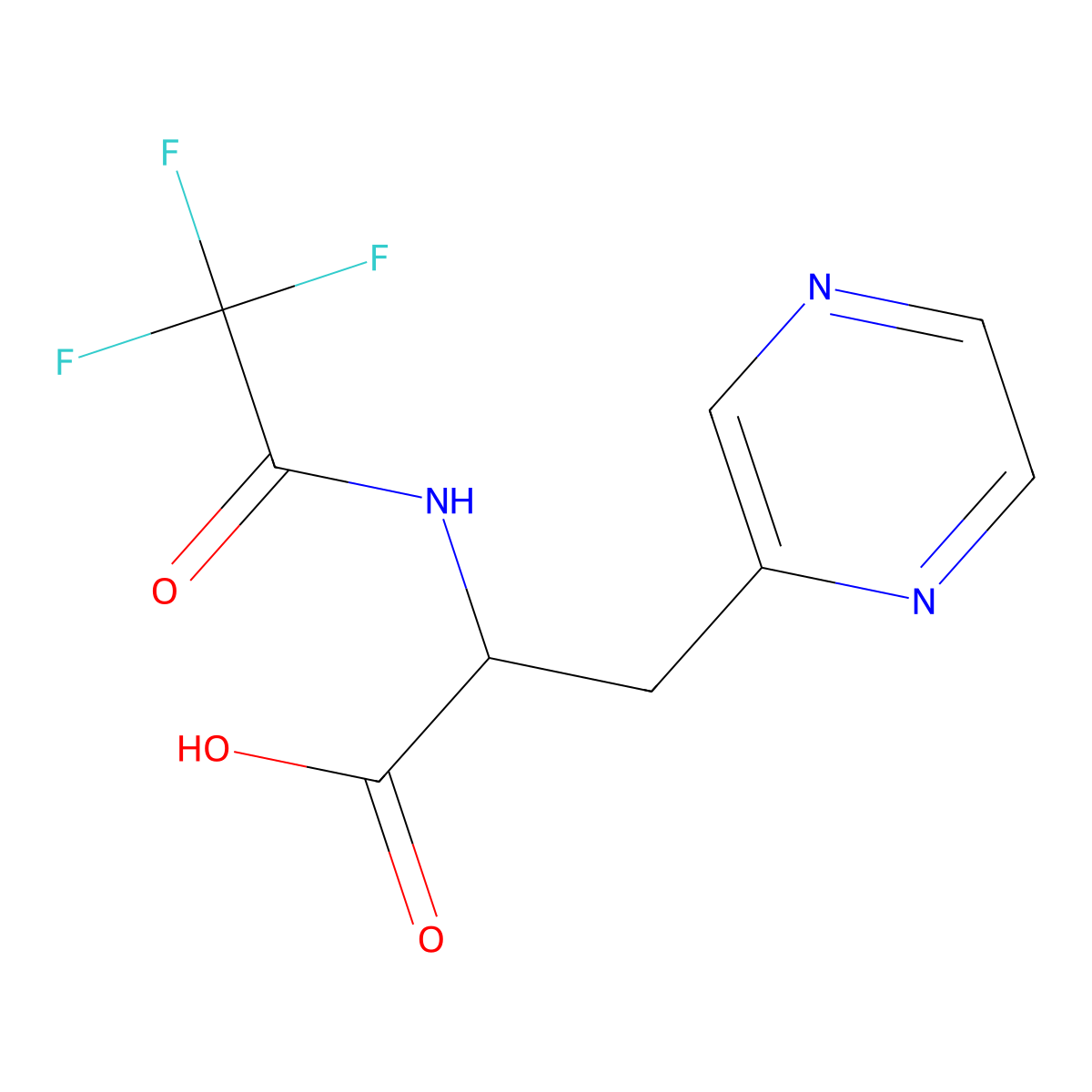 3-(Pyrazin-2-yl)-2-(2,2,2-trifluoroacetamido)propanoic acid molecular structure, CAS 2680606-51-1