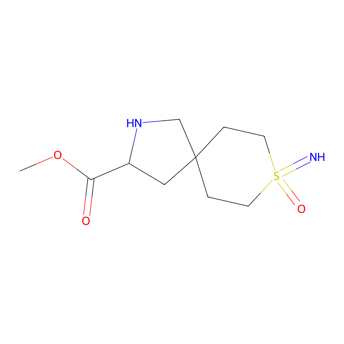 Methyl 8-imino-8-oxo-8lambda6-thia-2-azaspiro[4.5]decane-3-carboxylate molecular structure, CAS 2680606-53-3