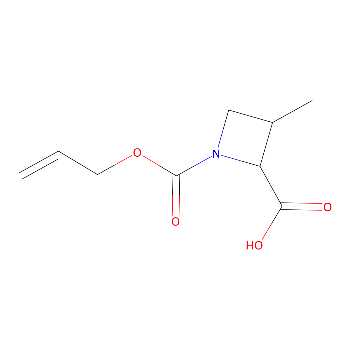 3-Methyl-1-[(prop-2-en-1-yloxy)carbonyl]azetidine-2-carboxylic acid molecular structure, CAS 2680606-54-4