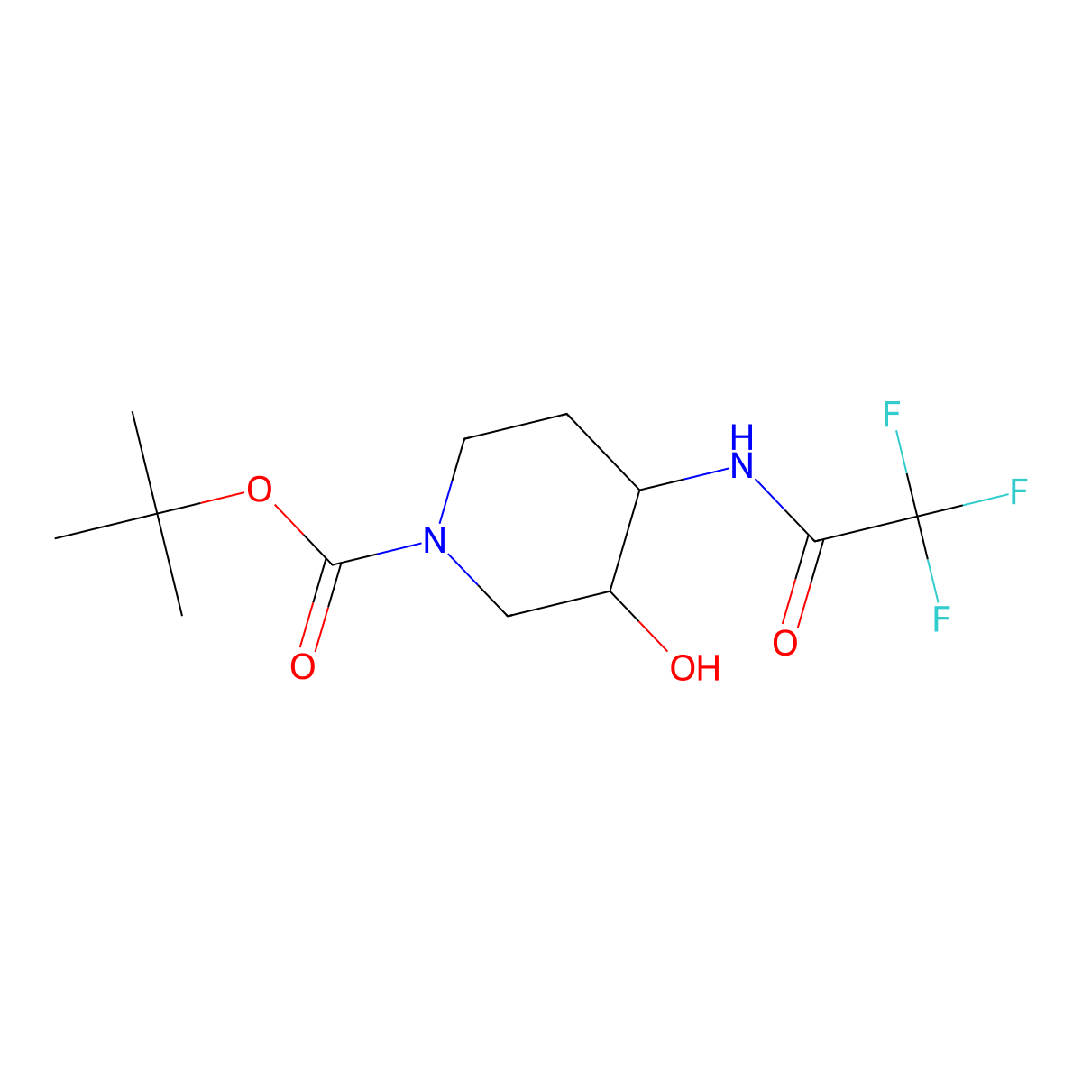 Tert-butyl 3-hydroxy-4-(trifluoroacetamido)piperidine-1-carboxylate molecular structure, CAS 2680606-56-6