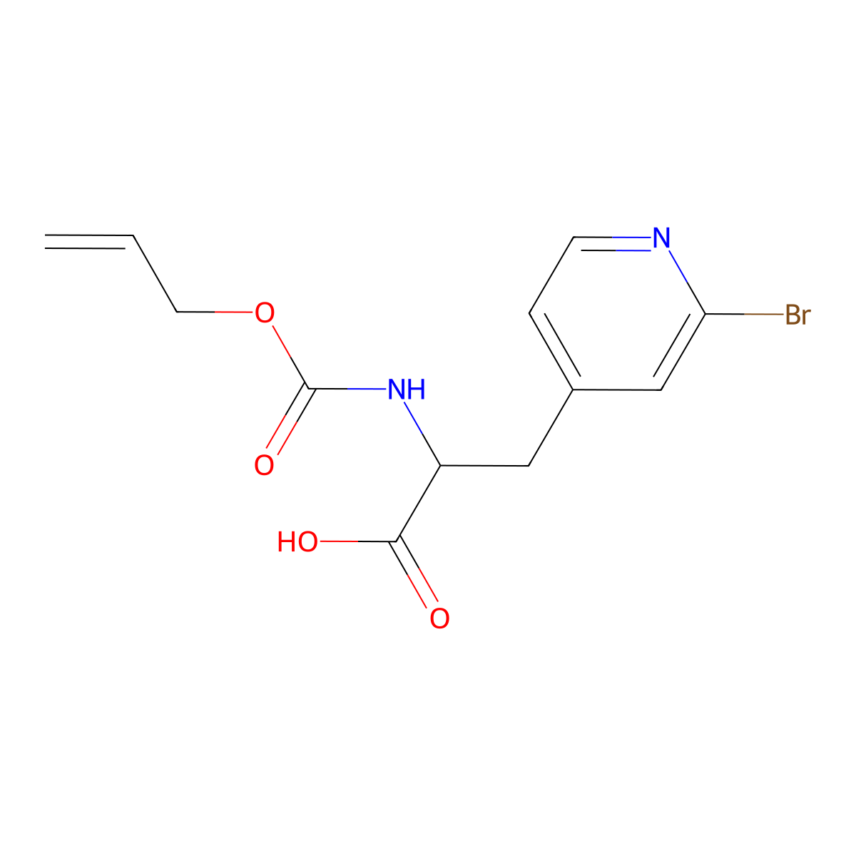 3-(2-Bromopyridin-4-yl)-2-{[(prop-2-en-1-yloxy)carbonyl]amino}propanoic acid molecular structure, CAS 2680606-57-7