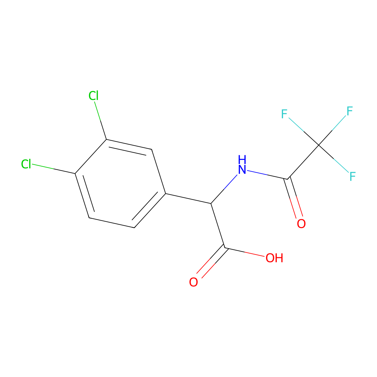 2-(3,4-Dichlorophenyl)-2-(2,2,2-trifluoroacetamido)acetic acid molecular structure, CAS 2680606-61-3