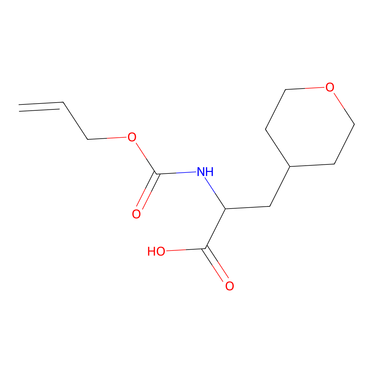 3-(Oxan-4-yl)-2-{[(prop-2-en-1-yloxy)carbonyl]amino}propanoic acid molecular structure, CAS 2680606-63-5