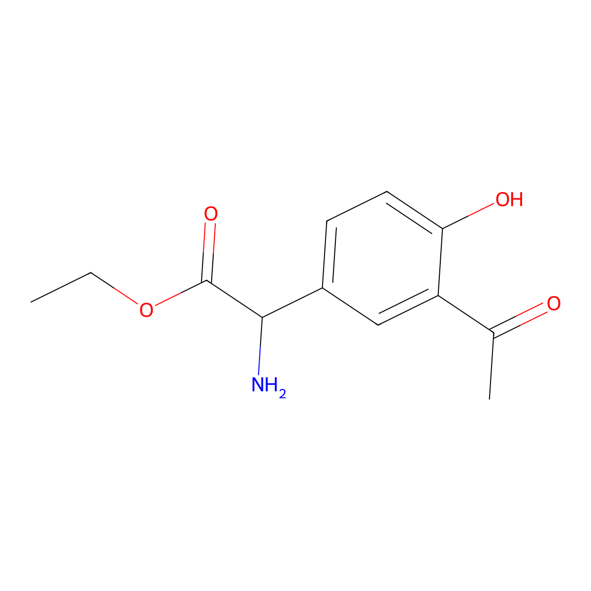 Ethyl 2-(3-acetyl-4-hydroxyphenyl)-2-aminoacetate molecular structure, CAS 2680606-64-6