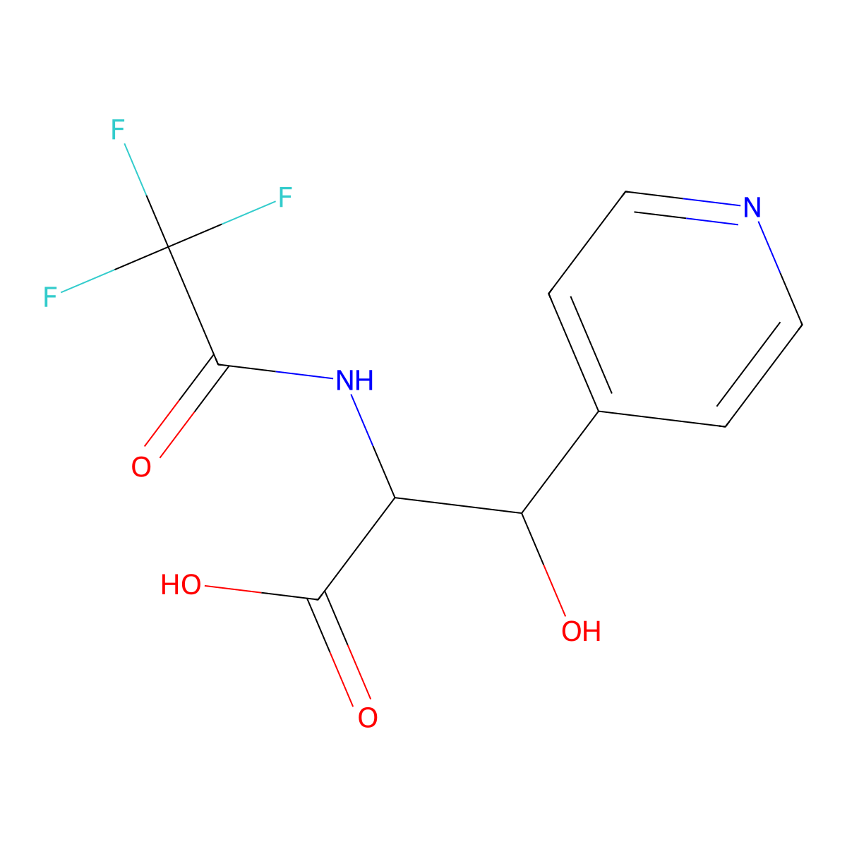 3-Hydroxy-3-(pyridin-4-yl)-2-(2,2,2-trifluoroacetamido)propanoic acid molecular structure, CAS 2680606-68-0