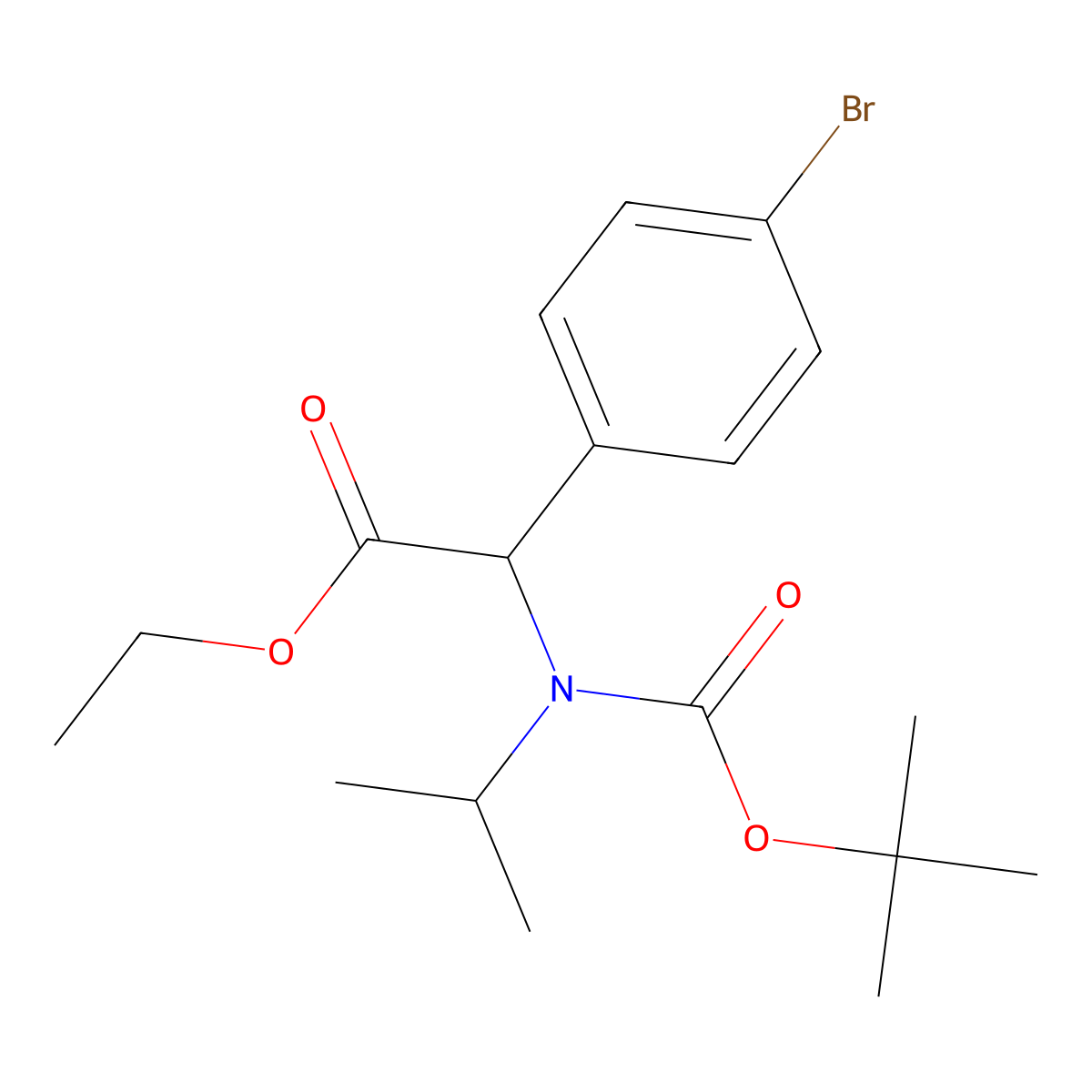 Ethyl 2-(4-bromophenyl)-2-{[(tert-butoxy)carbonyl](propan-2-yl)amino}acetate molecular structure, CAS 2680606-73-7