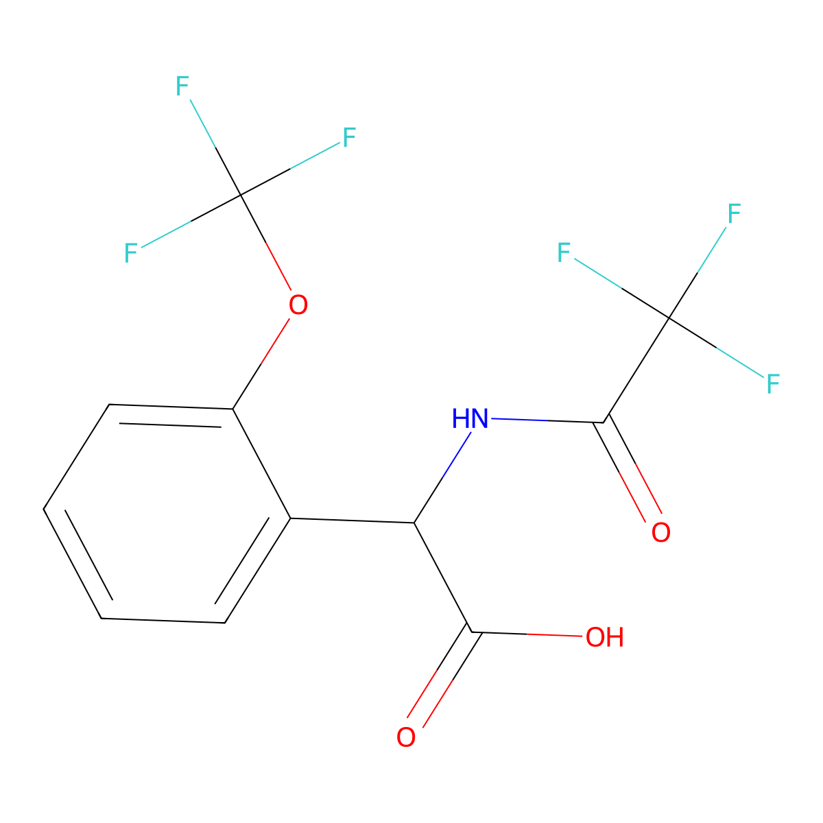 2-(2,2,2-Trifluoroacetamido)-2-[2-(trifluoromethoxy)phenyl]acetic acid molecular structure, CAS 2680606-76-0