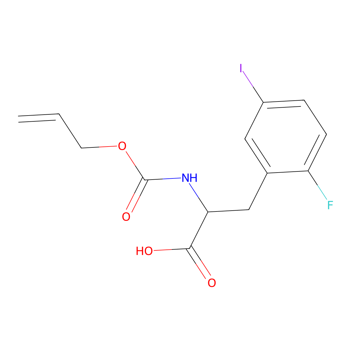 3-(2-Fluoro-5-iodophenyl)-2-{[(prop-2-en-1-yloxy)carbonyl]amino}propanoic acid molecular structure, CAS 2680606-84-0