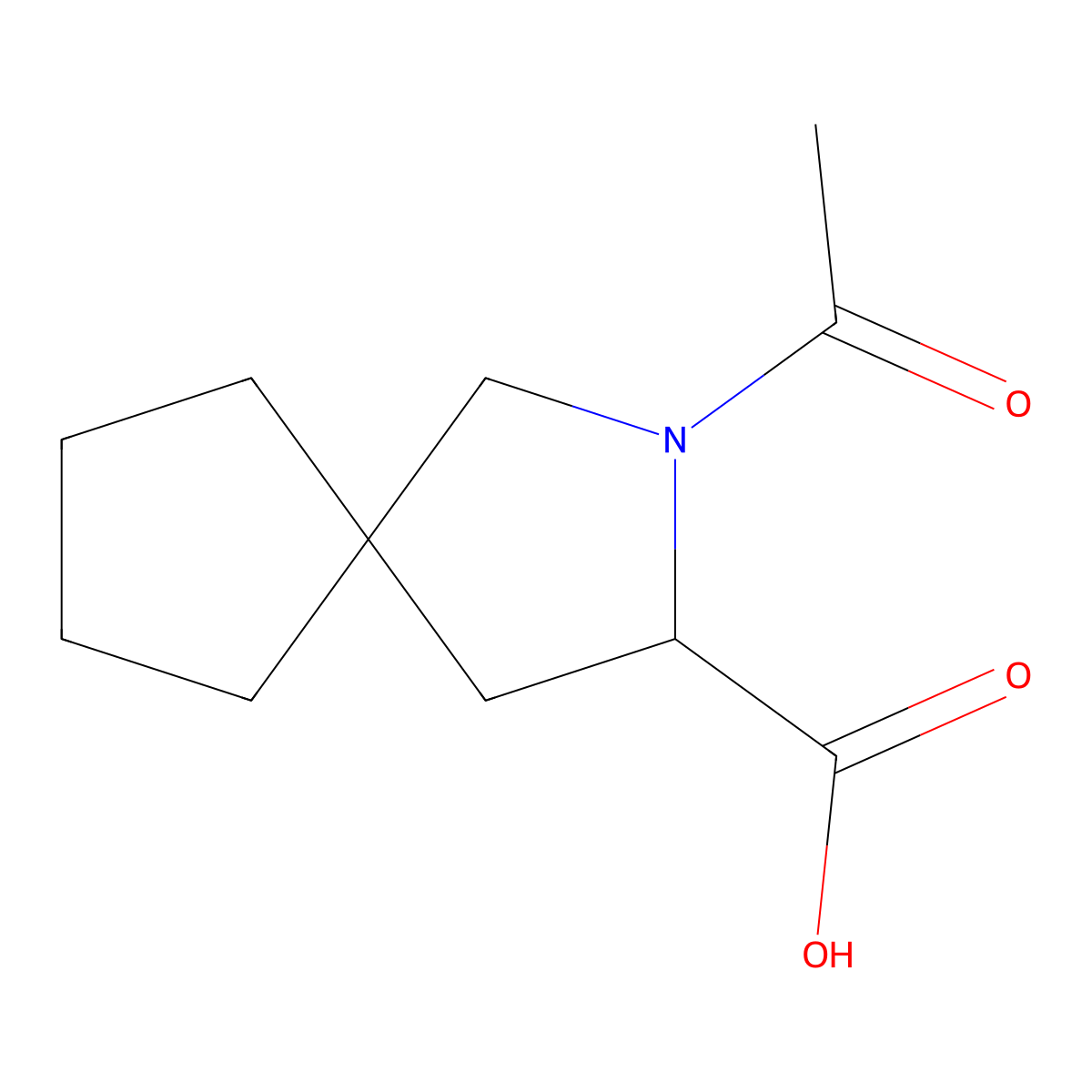 2-Acetyl-2-azaspiro[4.4]nonane-3-carboxylic acid molecular structure, CAS 2680606-86-2