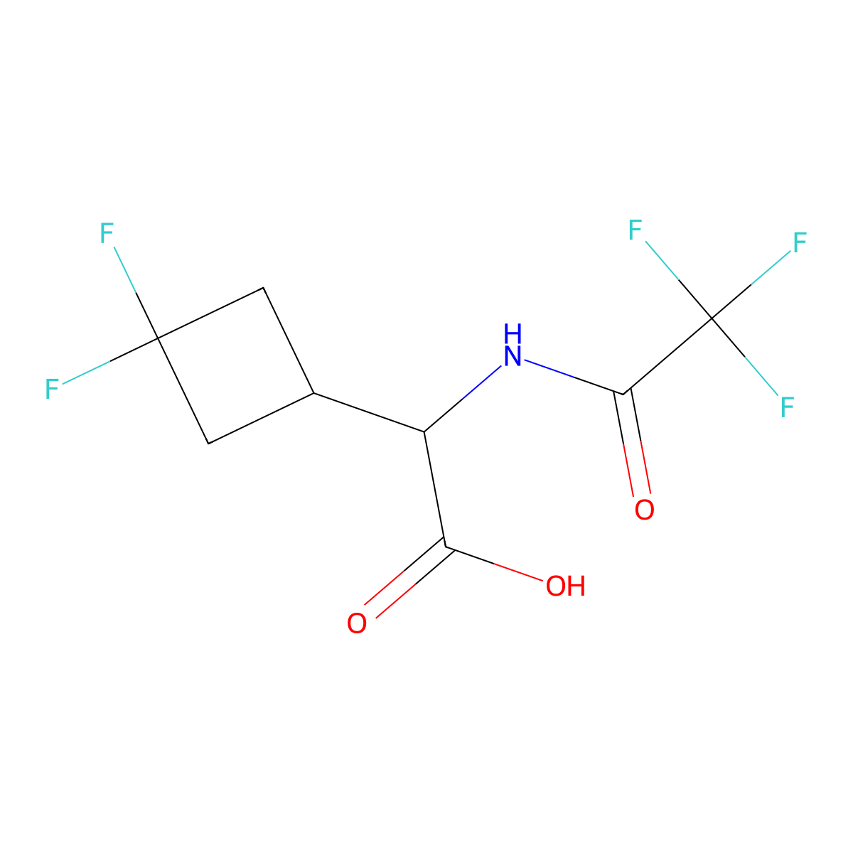 2-(3,3-Difluorocyclobutyl)-2-(trifluoroacetamido)acetic acid molecular structure, CAS 2680606-88-4