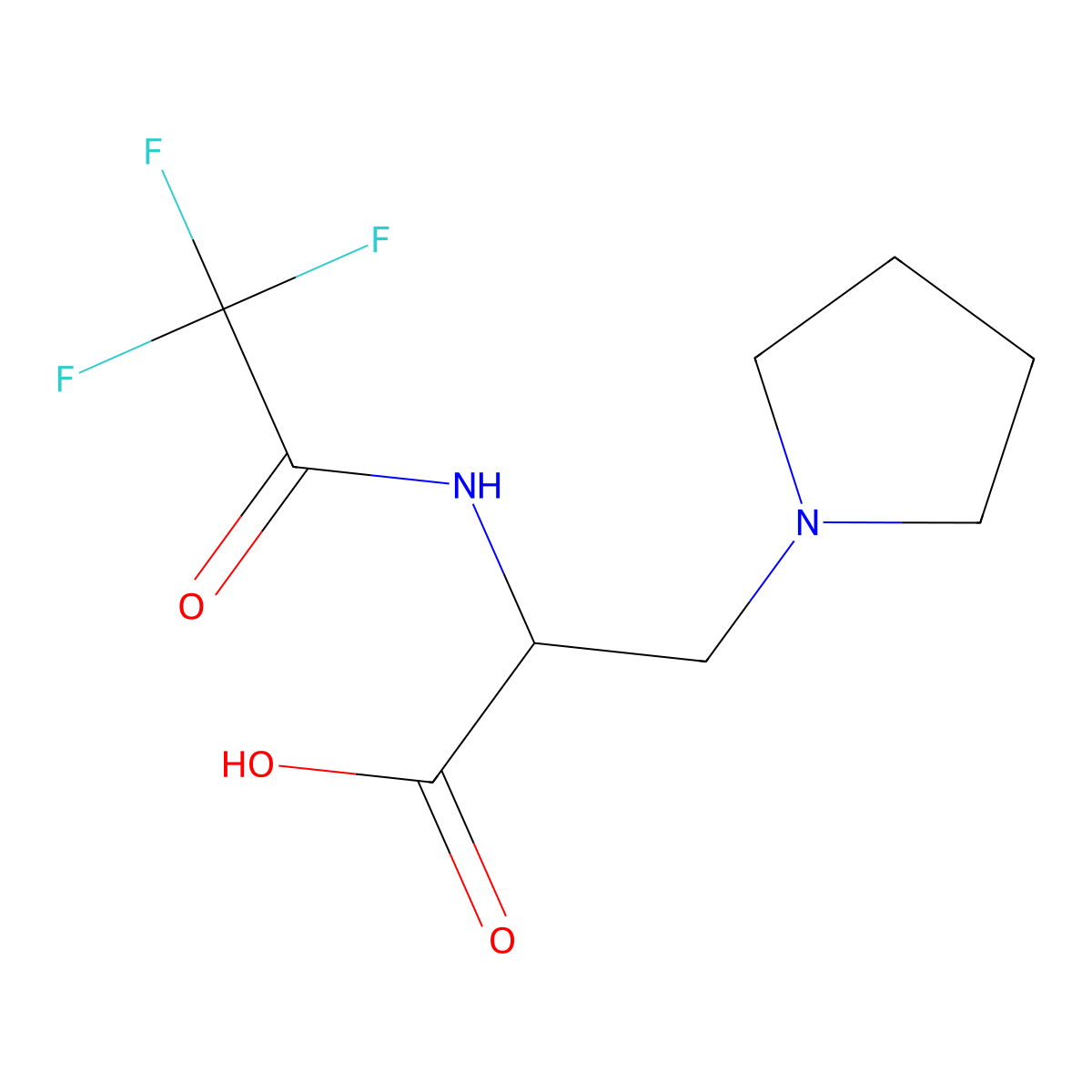 3-(Pyrrolidin-1-yl)-2-(2,2,2-trifluoroacetamido)propanoic acid molecular structure, CAS 2680606-90-8