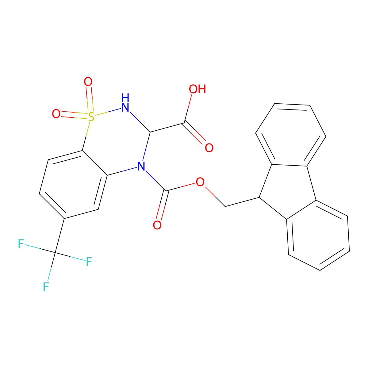 4-{[(9H-fluoren-9-yl)methoxy]carbonyl}-1,1-dioxo-6-(trifluoromethyl)-3,4-dihydro-2H-1lambda6,2,4-benzothiadiazine-3-carboxylic acid molecular structure, CAS 2680606-98-6