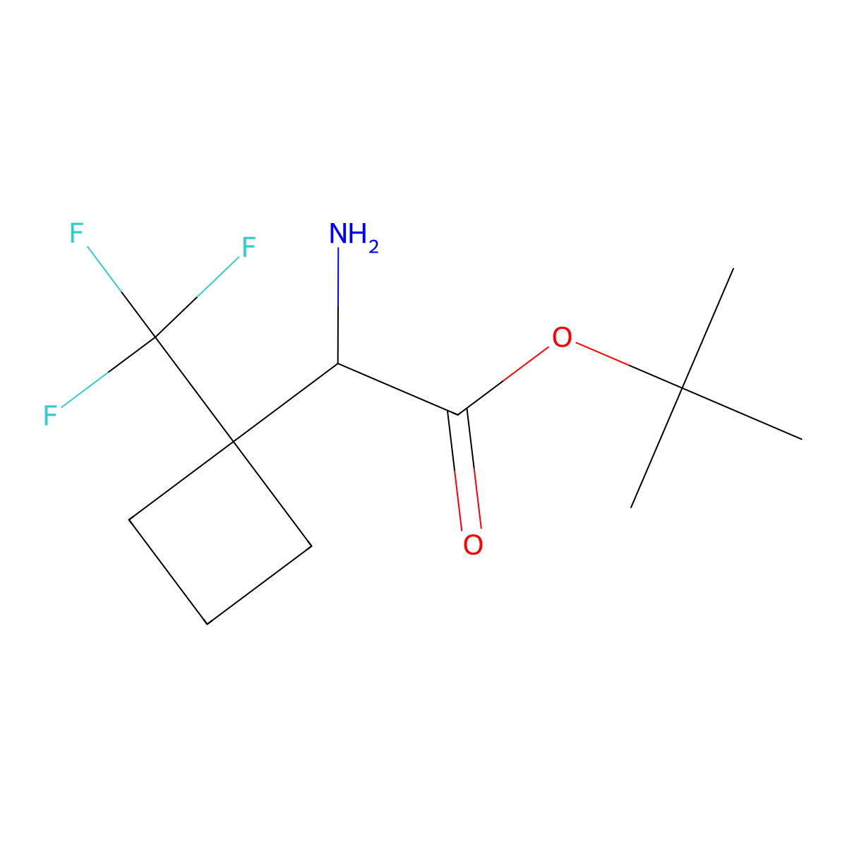 Tert-butyl 2-amino-2-[1-(trifluoromethyl)cyclobutyl]acetate molecular structure, CAS 2680607-05-8