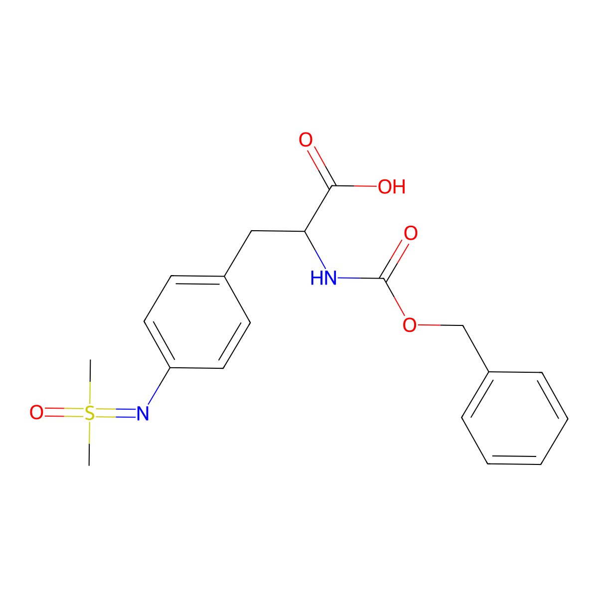 2-{[(Benzyloxy)carbonyl]amino}-3-(4-{[dimethyl(oxo)-lambda6-sulfanylidene]amino}phenyl)propanoic acid molecular structure, CAS 2680607-06-9