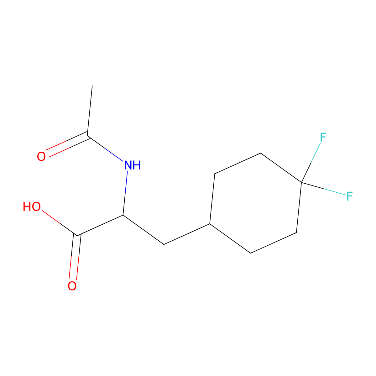 3-(4,4-Difluorocyclohexyl)-2-acetamidopropanoic acid molecular structure, CAS 2680607-10-5