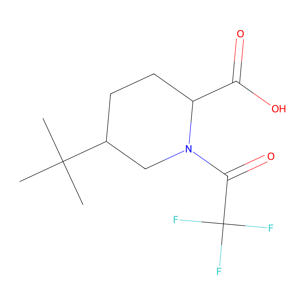5-Tert-butyl-1-(2,2,2-trifluoroacetyl)piperidine-2-carboxylic acid molecular structure, CAS 2680607-15-0