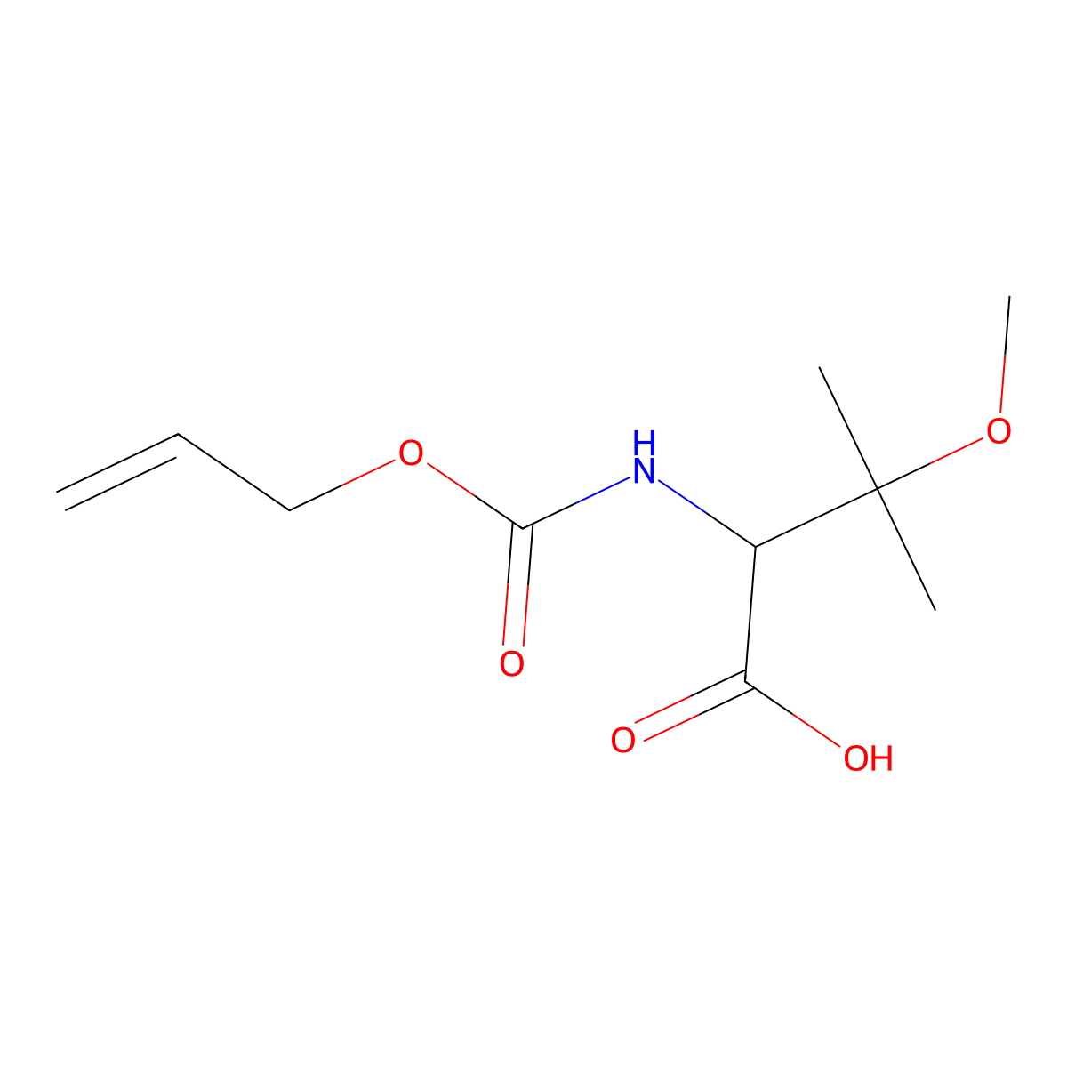 3-Methoxy-3-methyl-2-{[(prop-2-en-1-yloxy)carbonyl]amino}butanoic acid molecular structure, CAS 2680607-18-3