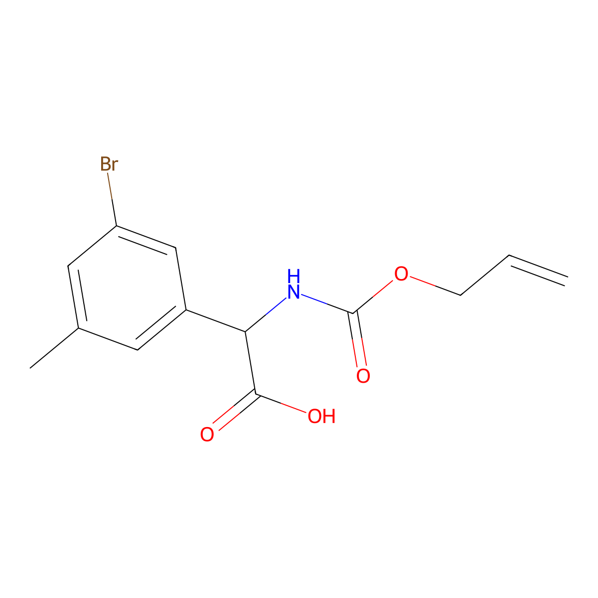 2-(3-Bromo-5-methylphenyl)-2-{[(prop-2-en-1-yloxy)carbonyl]amino}acetic acid molecular structure, CAS 2680607-23-0