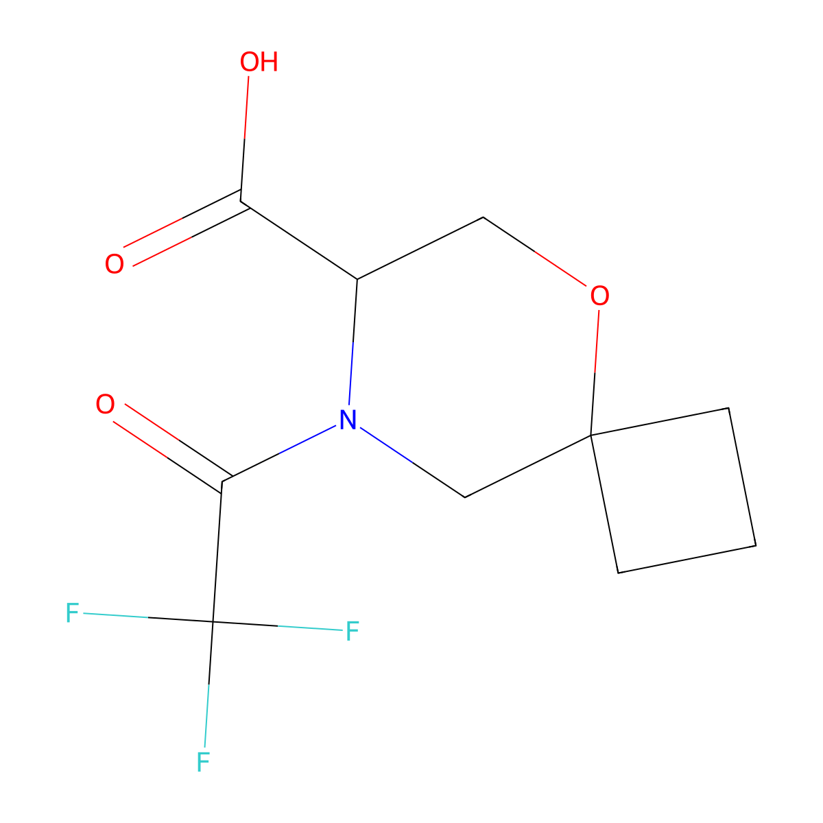 8-(2,2,2-Trifluoroacetyl)-5-oxa-8-azaspiro[3.5]nonane-7-carboxylic acid molecular structure, CAS 2680607-26-3