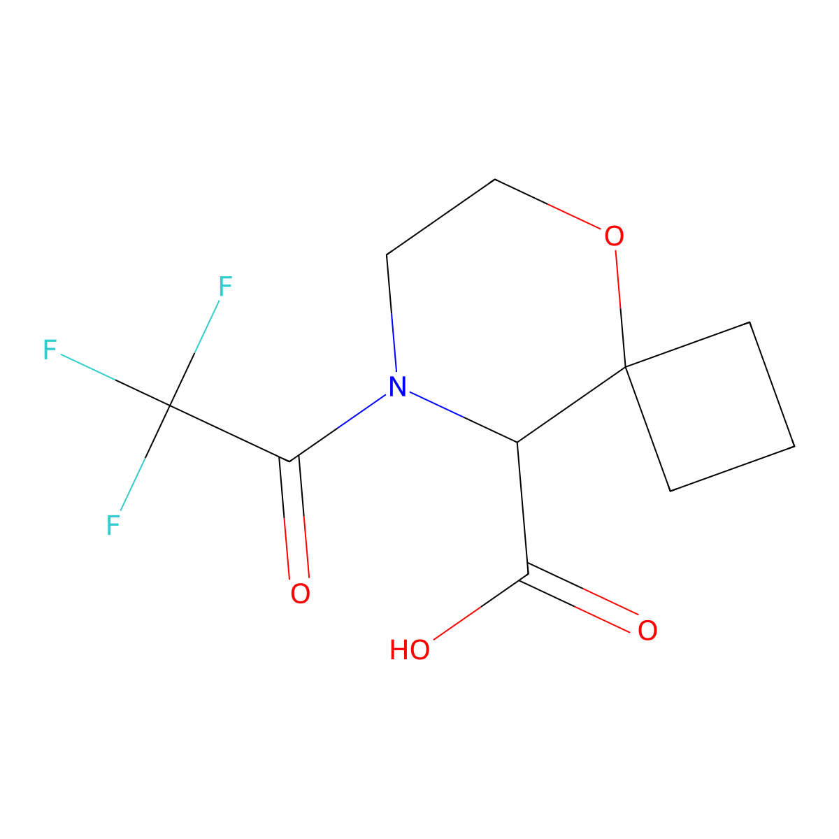 8-(2,2,2-Trifluoroacetyl)-5-oxa-8-azaspiro[3.5]nonane-9-carboxylic acid molecular structure, CAS 2680607-27-4