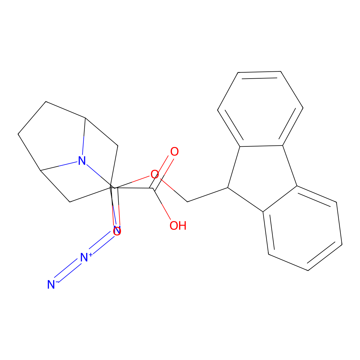 3-azido-8-{[(9H-fluoren-9-yl)methoxy]carbonyl}-8-azabicyclo[3.2.1]octane-3-carboxylic acid molecular structure, CAS 2680607-31-0