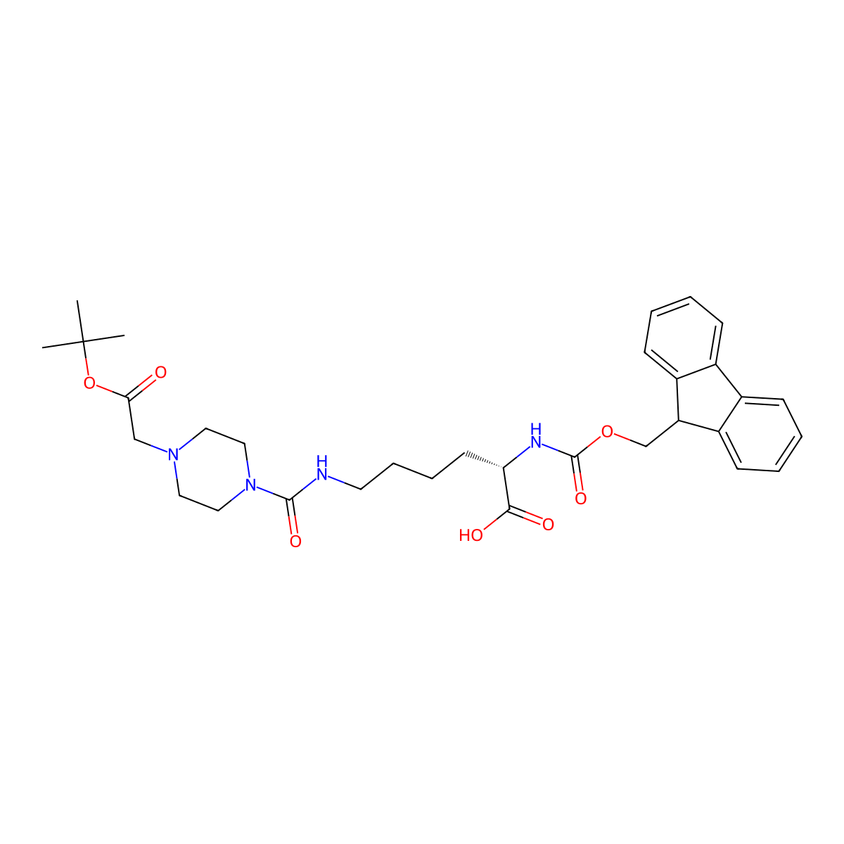 1-(1,1-Dimethylethyl) 4-[[[(5S)-5-carboxy-5-[[(9H-fluoren-9-ylmethoxy)carbonyl]amino]pentyl]amino]carbonyl]-1-piperazineacetate molecular structure, CAS 2680607-34-3