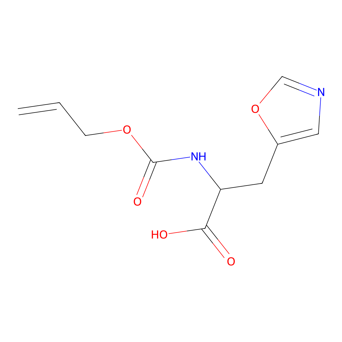 3-(1,3-Oxazol-5-yl)-2-{[(prop-2-en-1-yloxy)carbonyl]amino}propanoic acid molecular structure, CAS 2680611-16-7